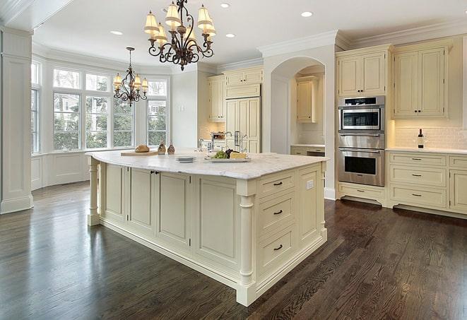 refinished laminate flooring with glossy finish in Covina